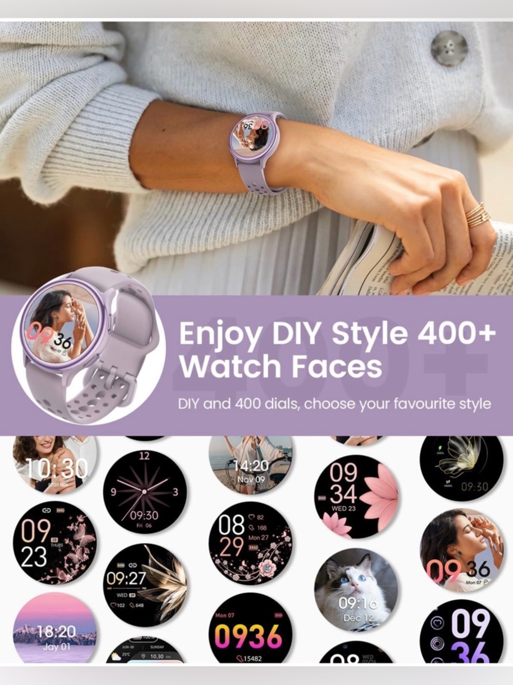 Lavender Smartwatch with Extra Strap - Picture 2 of 11